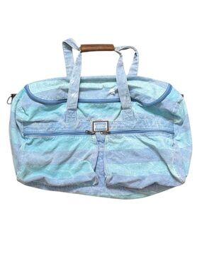 Vintage Denim Duffel Bag Gym Tote Distressed Acid Wash Stripes 80s 90s Large